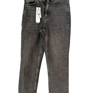 17. NWT Topshop High Waisted Straight Leg Raw Hem Black Jeans Size 0